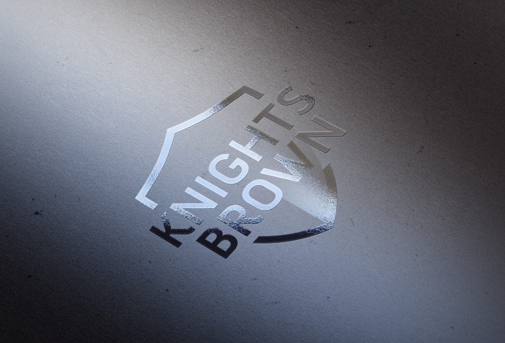 In the studio: Knights Brown Spot UV Logo